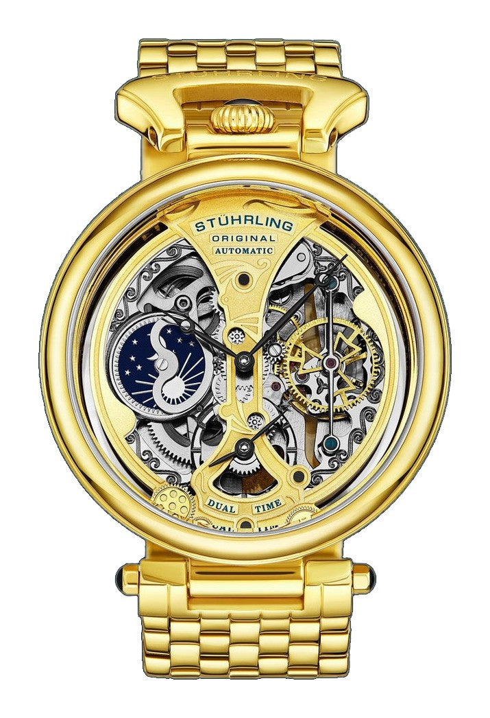 Emperor's Grandeur 4003 Dual Time Automatic 46mm Skeleton Gold/Bracelet | Gold Dial