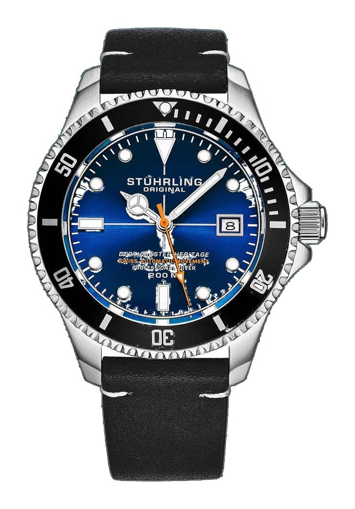 Swiss Automatic Depthmaster Heritage 883H 42mm Diver Black/Leather | Blue Dial