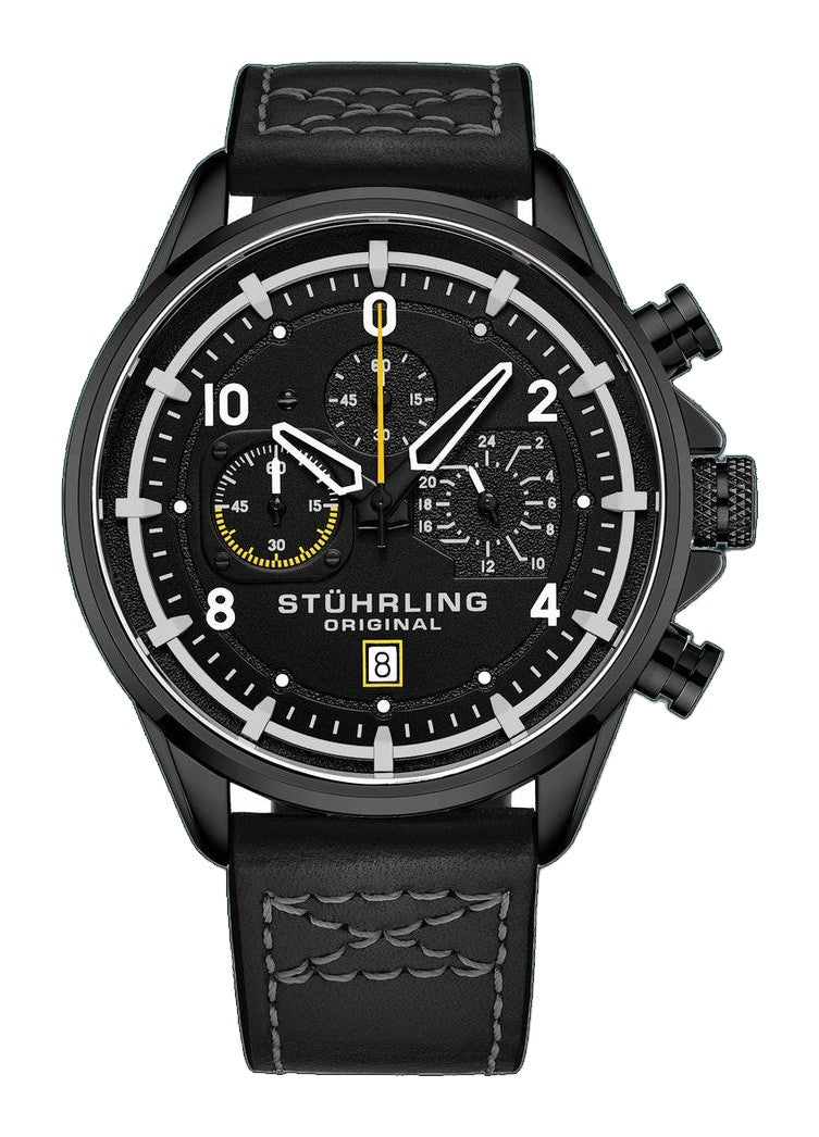 Aviator 929 Black/Leather | Black Dial