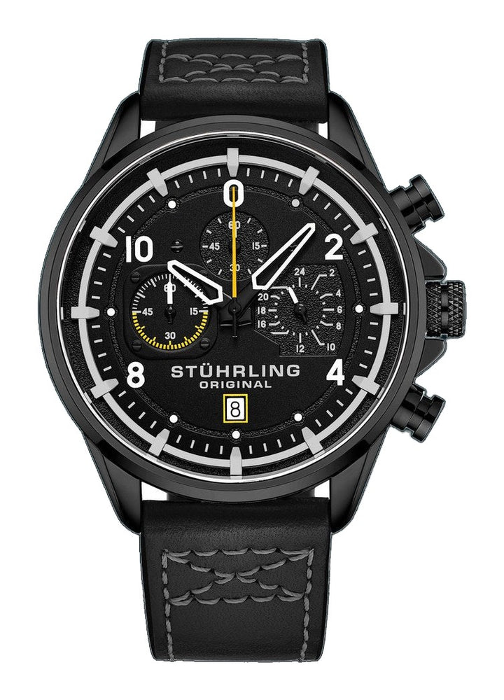 Aviator 929 Black/Leather | Black Dial