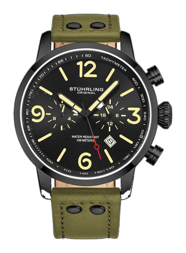 Aviator Green / Leather | Black Dial
