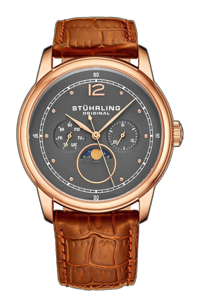 Symphony Light Brown/Leather/Gun Metal Grey Dial/Rose Case | Dark Grey Dial