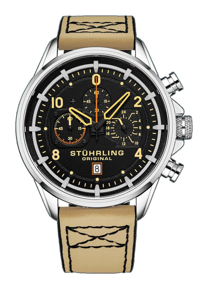 Aviator 929 Beige/Leather | Black Dial