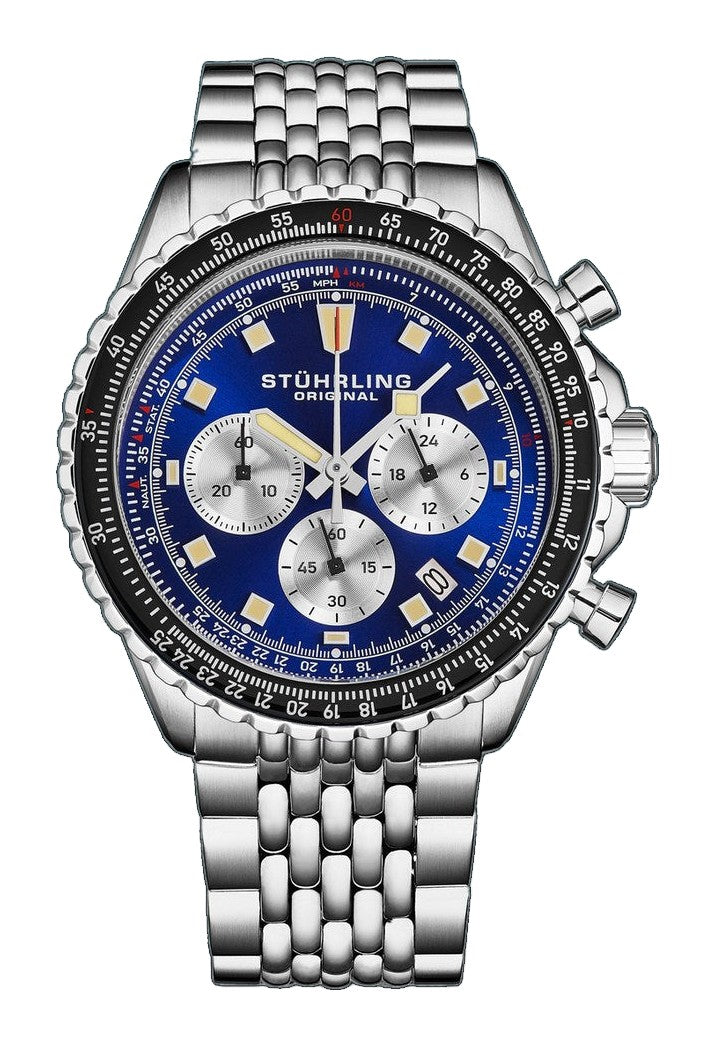 Japanese Chronograph RaceWay 44mm Quartz Watch Blue/Stainless Steel | Blue Dial