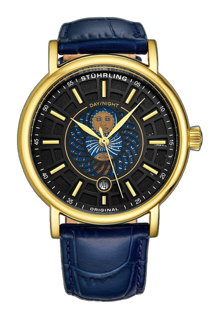 Symphony Gold case/Leather strap/ Brass Dial | Black Dial