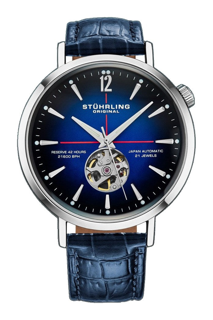 Quasar Skeleton Automatic 42mm Blue/Leather | Blue Dial