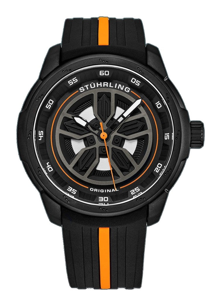 Aviator Black and orange/Rubber/Black/Silver Dial/Black Case | Black Dial