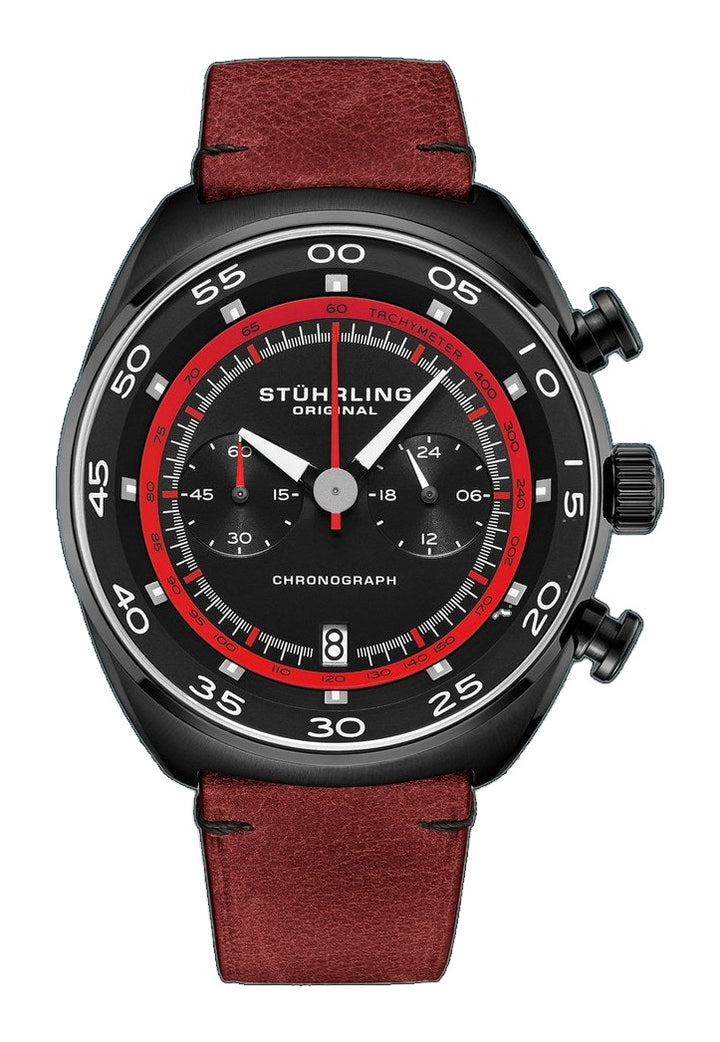 Monaco Red/Leather/Black Dial/Black Case | Black Dial
