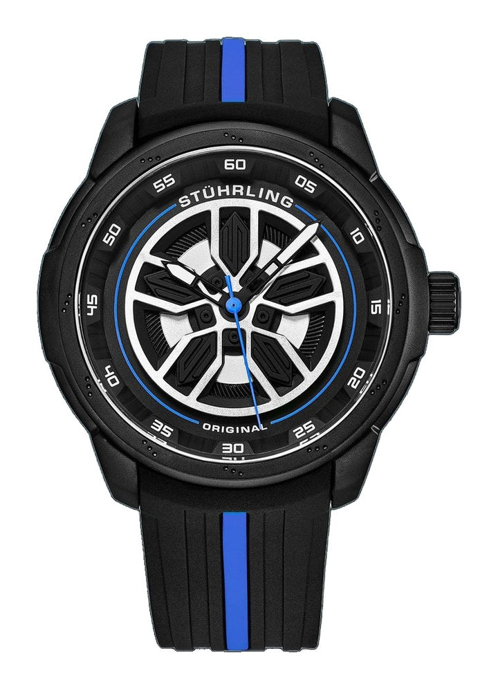 Aviator Black and blue/Rubber/Black/Silver Dial/Black Case | Black Dial