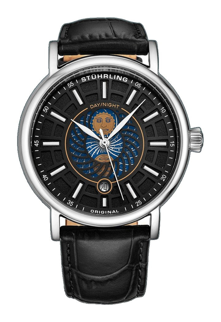 Symphony 899 Silver case/Leather strap/ Brass Dial | Black Dial