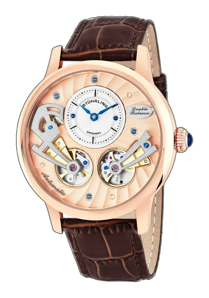 Legacy Rose Gold case/Leather strap/ Brass Dial | Semi-transparent Dial