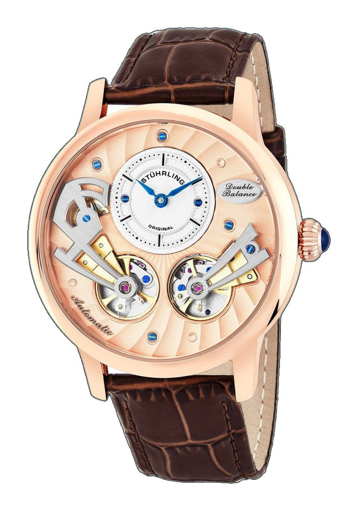 Legacy Rose Gold case/Leather strap/ Brass Dial | Semi-transparent Dial