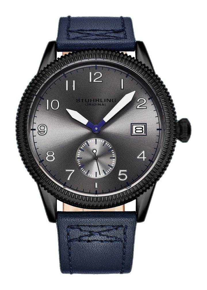 Aviator 4011 Quartz 44mm Blue/Leather | Gray Dial