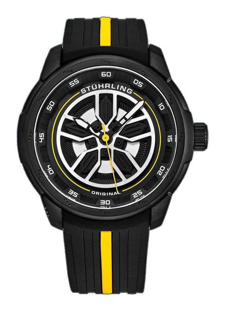 Aviator Black and yellow/Rubber/Black/Silver Dial/Black Case | Black Dial