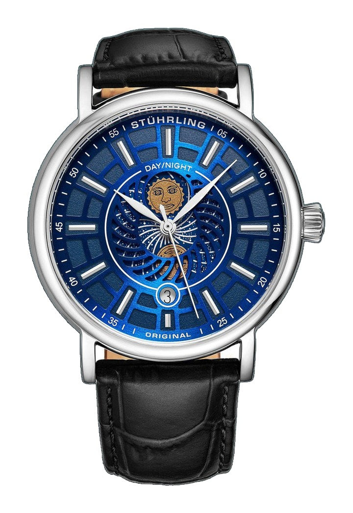 Symphony 899.03 Silver case/Leather strap/ Brass Dial | Blue Dial