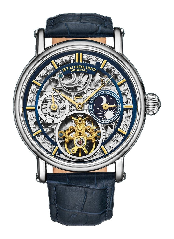 Legacy Silver case/Leather strap/ Brass Dial | Blue Dial
