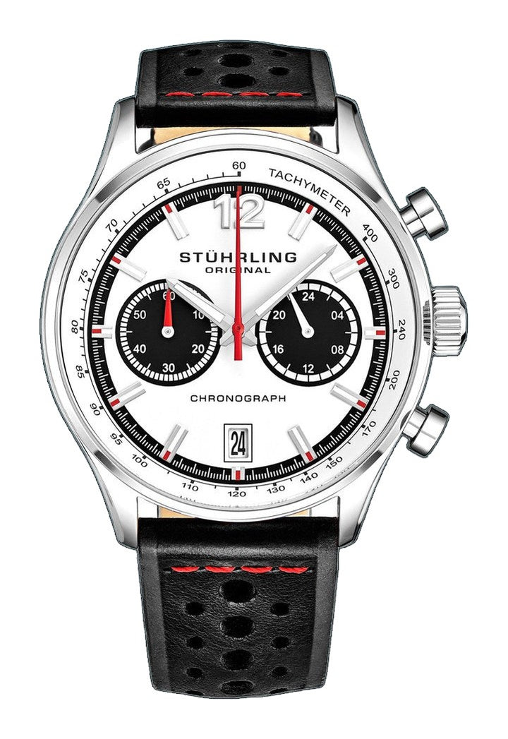 Monaco Black/Leather/White Dial/Silver Case 933.01 | White Dial