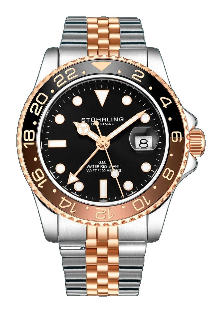 Aquadiver GMT Two Tone / Silver + Rose Gold | Black Dial