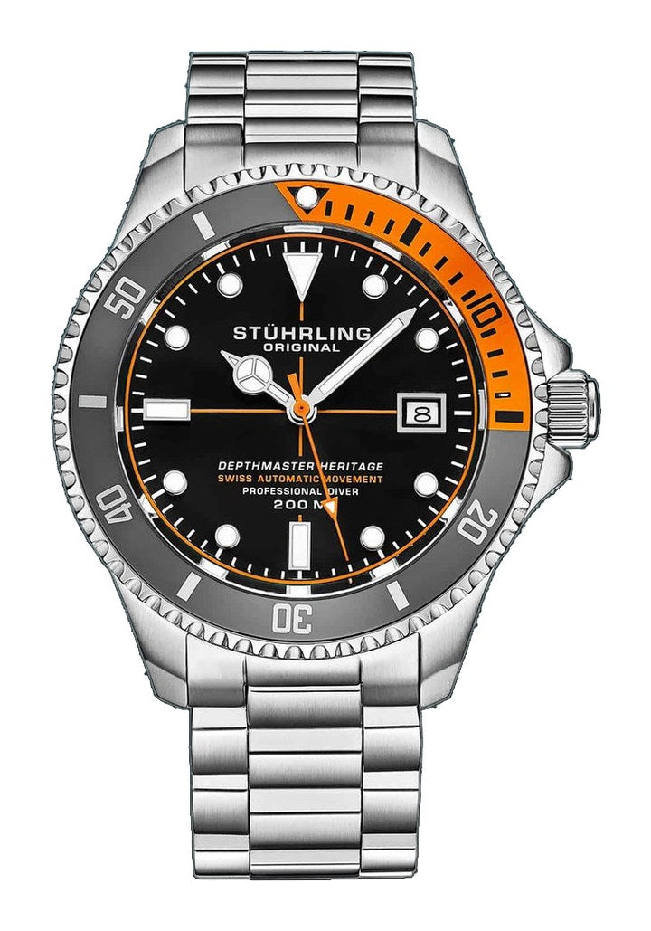 Aquadiver Black Dial/ Silver Stainless Steel Orange | Black Dial