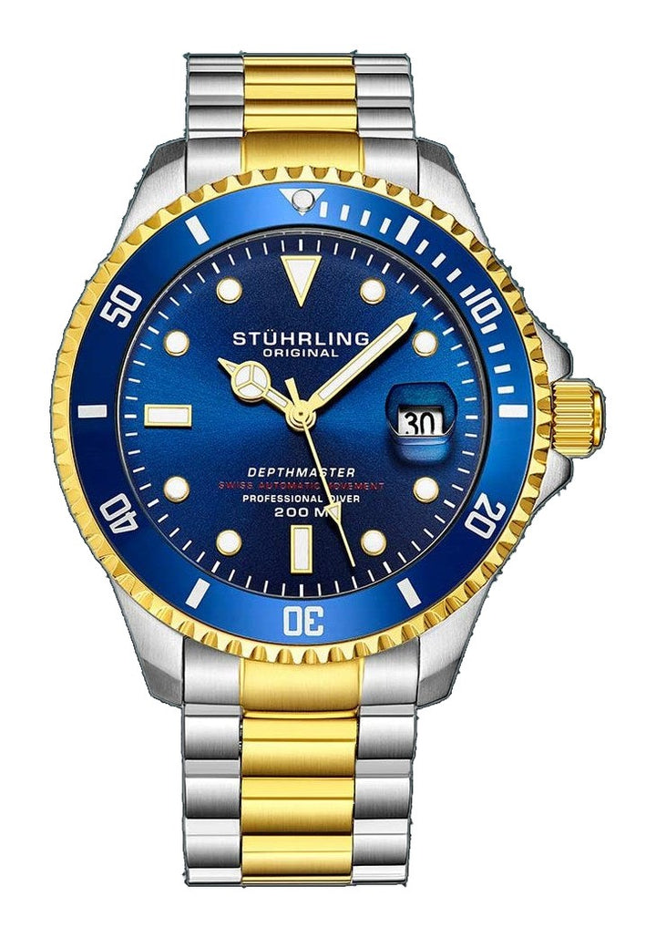 Aquadiver Blue Dial/ Silver Gold Stainless Steel Swiss Auto | Blue Dial