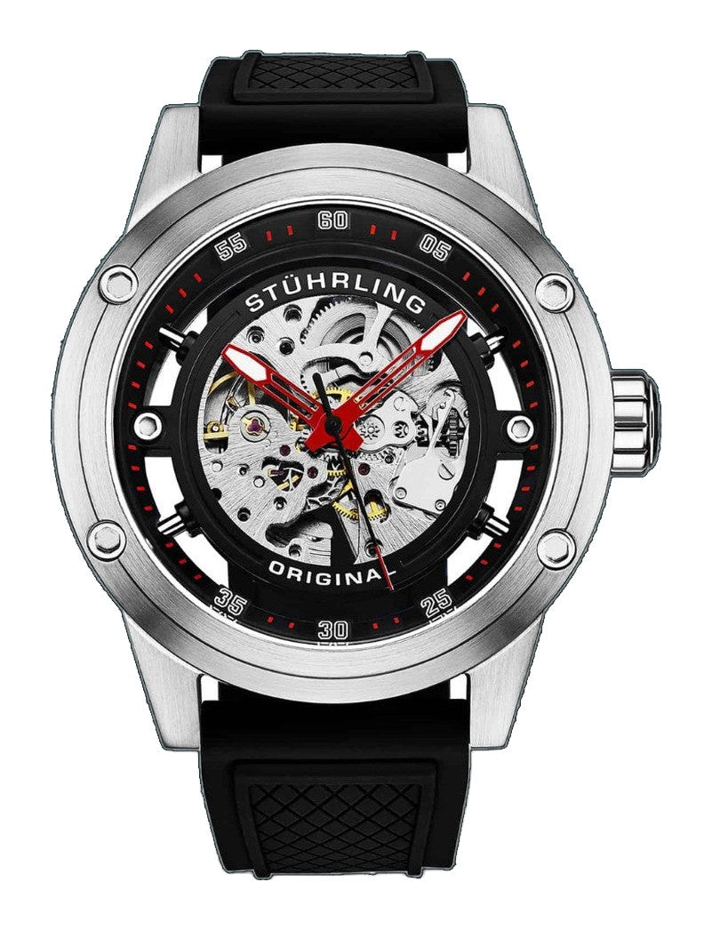 Automatic 50mm Skeleton silver | Black Dial