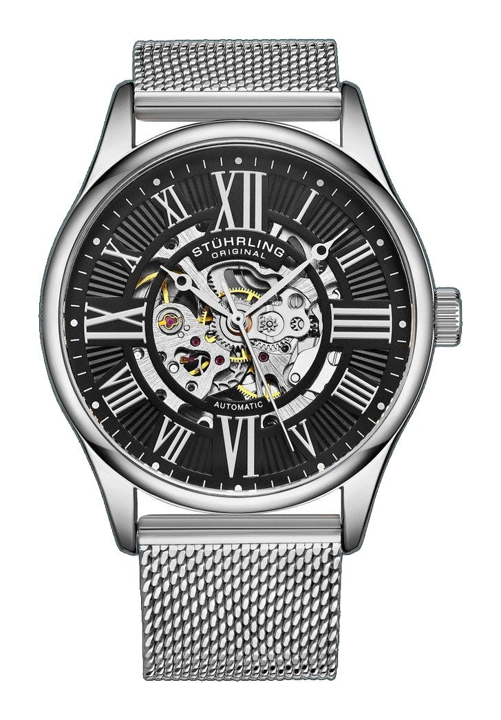 Atrium 3942M Automatic 42mm Skeleton Silver/Stainless Steel | Black Dial