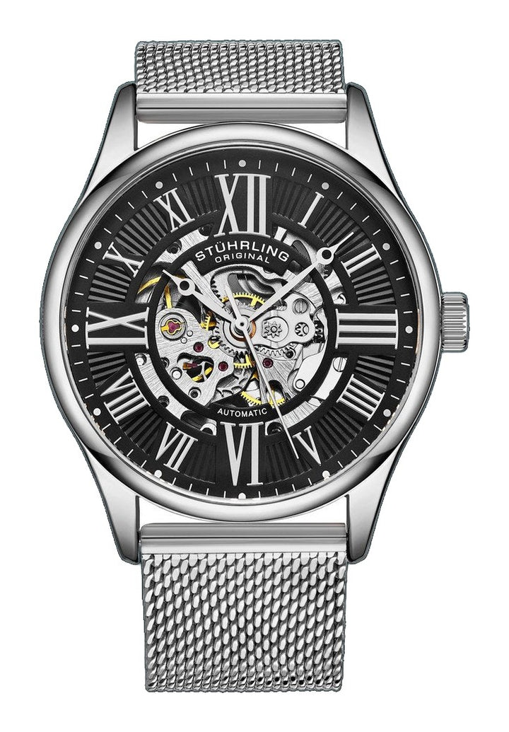 Atrium 3942M Automatic 42mm Skeleton Silver/Stainless Steel | Black Dial