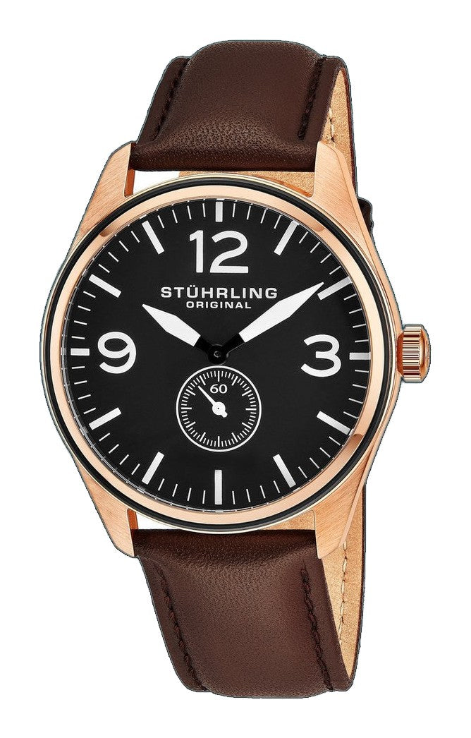 Aviator Brown/Leather/Black Dial/Rose Case | Black Dial