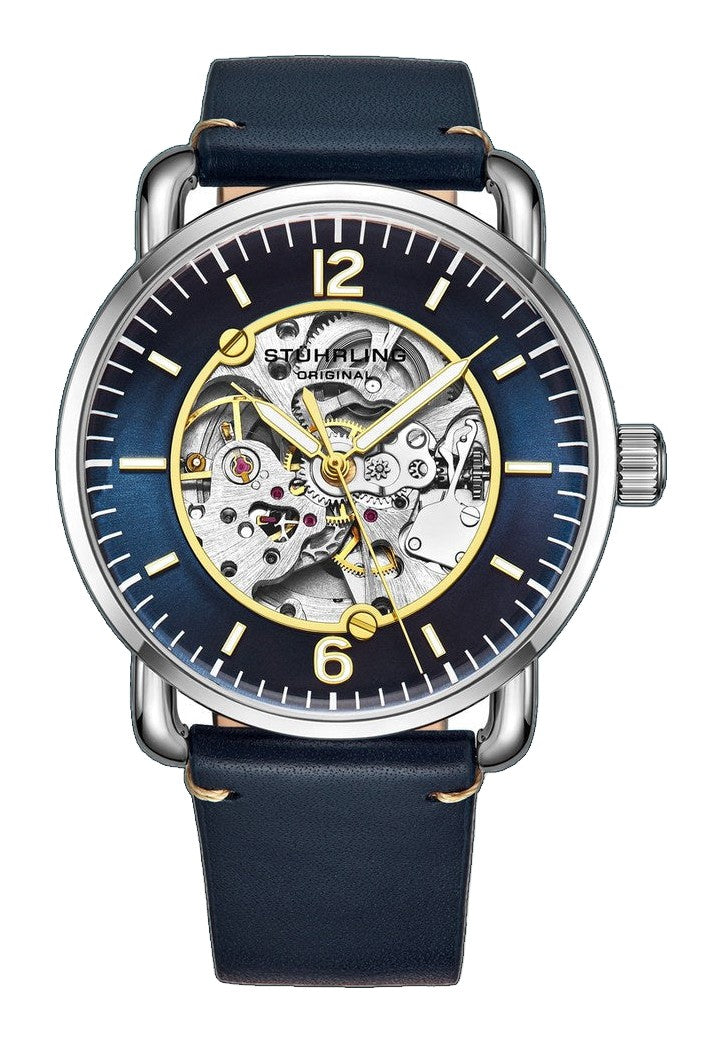 Legacy Blue/Blue/Gold Leather | Skeleton Dial