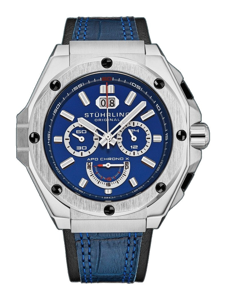 Mens Sport Watch Blue/ Leather | Blue Dial
