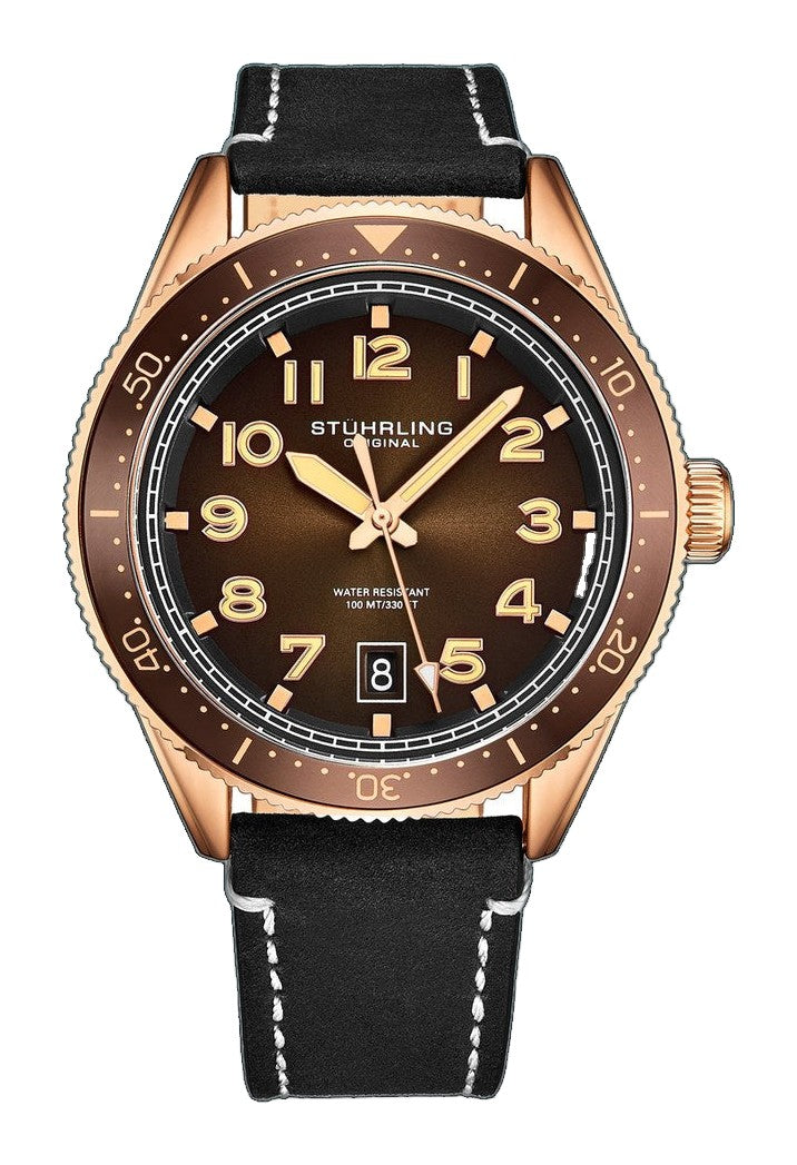 Monaco Black/Leather/Brown Dial/Rose Case | Brown Dial