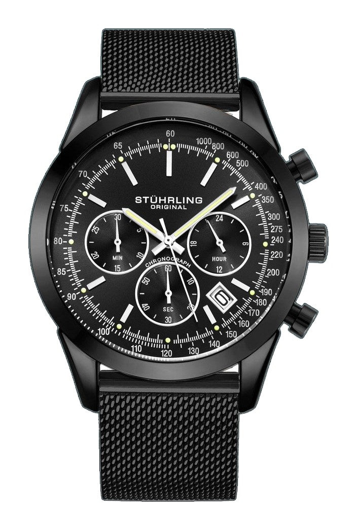 Rialto 3975 Quartz 44 MM Chronograph | Black Dial