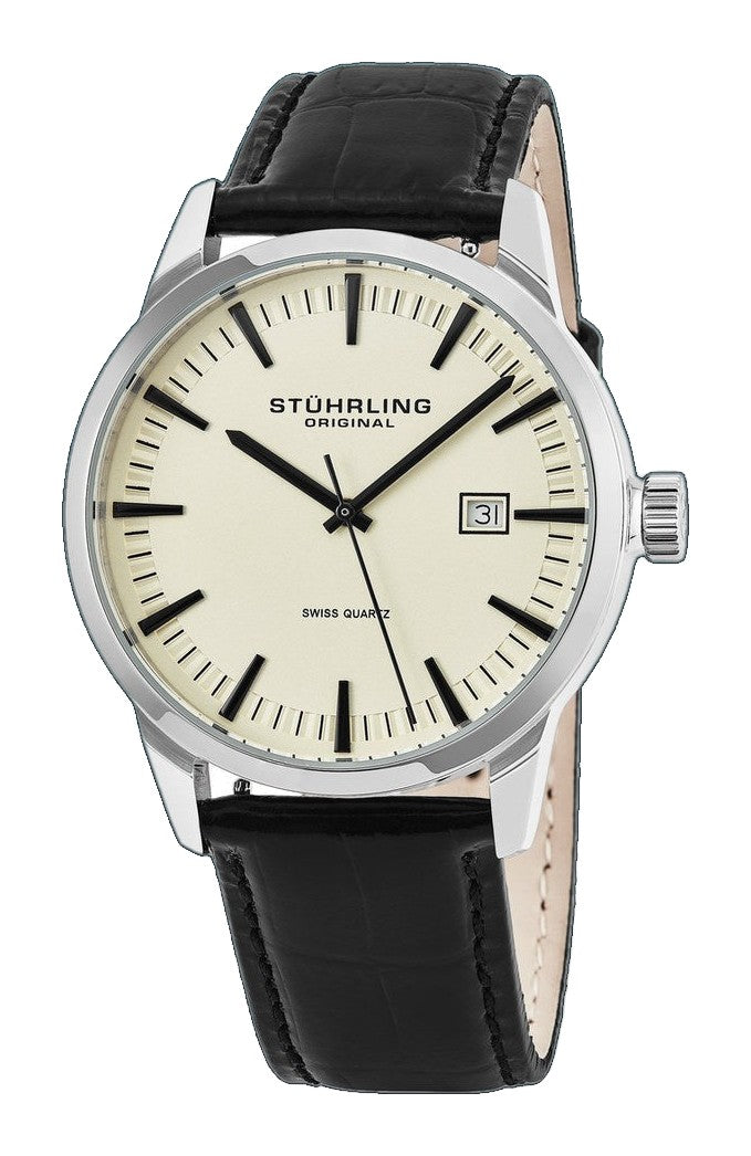Symphony Black/Leather/Ivory Dial/Silver Case | Ivory Dial
