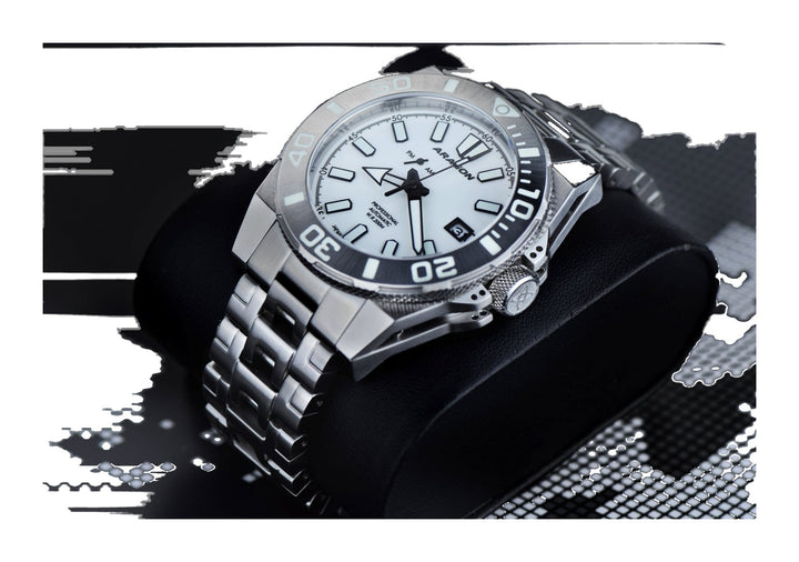 Silverjet AM/PM NH37 Automatic White Lume Glow Blue Dial | White Lume Dial Dial