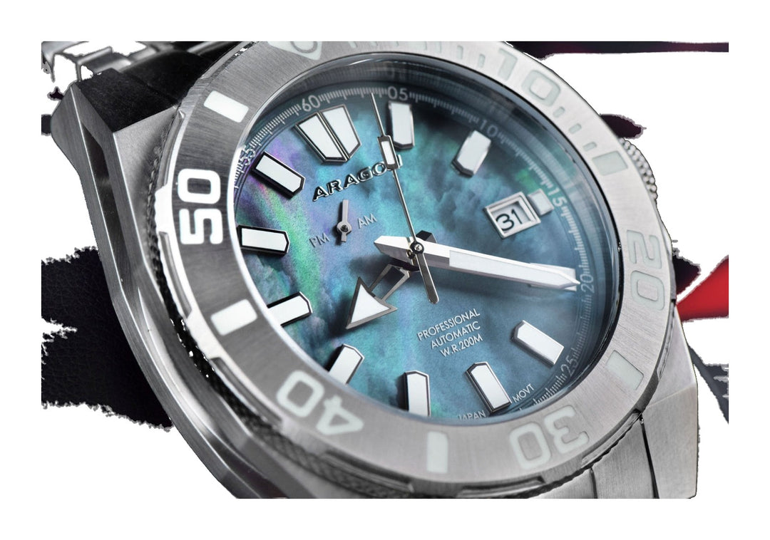 Silverjet AM/PM NH37 Automatic Black Mother of Peal Dial | Black Mother of Pearl Dial