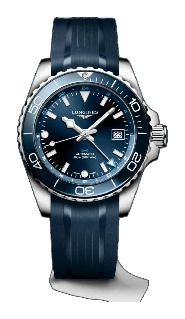 HYDROCONQUEST GMT Blue / Rubber | Blue Dial