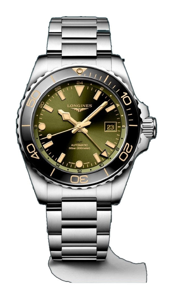 HYDROCONQUEST GMT Green / Stainless Steel | Green Dial