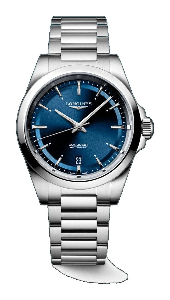 Conquest Silver/Blue Sunray Blue Dial
