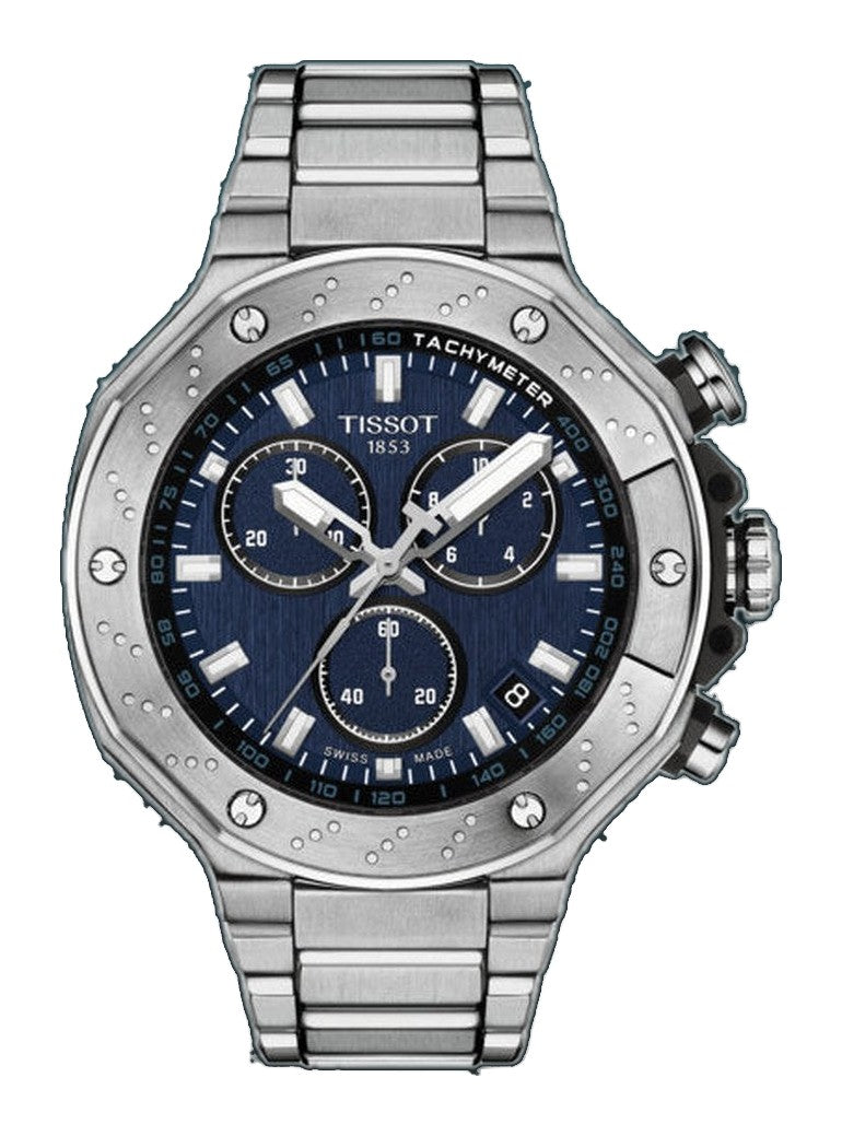 T-Race Chronograph Silver-tone Blue Dial