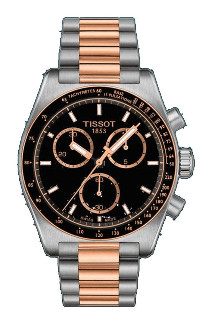 PR516 Quartz Chronograph Silver-tone / Rose Gold Black Dial