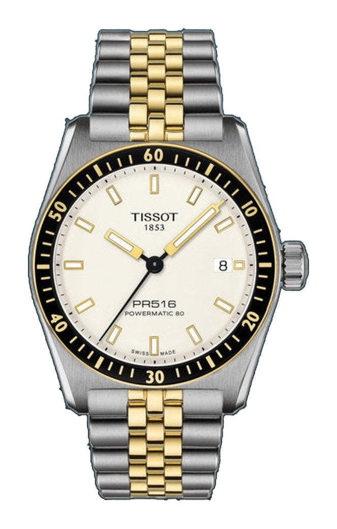 PR516 POWERMATIC 80 Silver-tone/ Yellow Gold White Dial