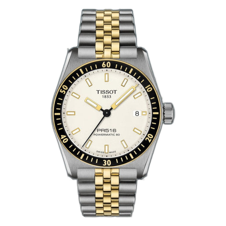 Tissot PR516 POWERMATIC 80 Silver-tone/ Yellow Gold White Dial