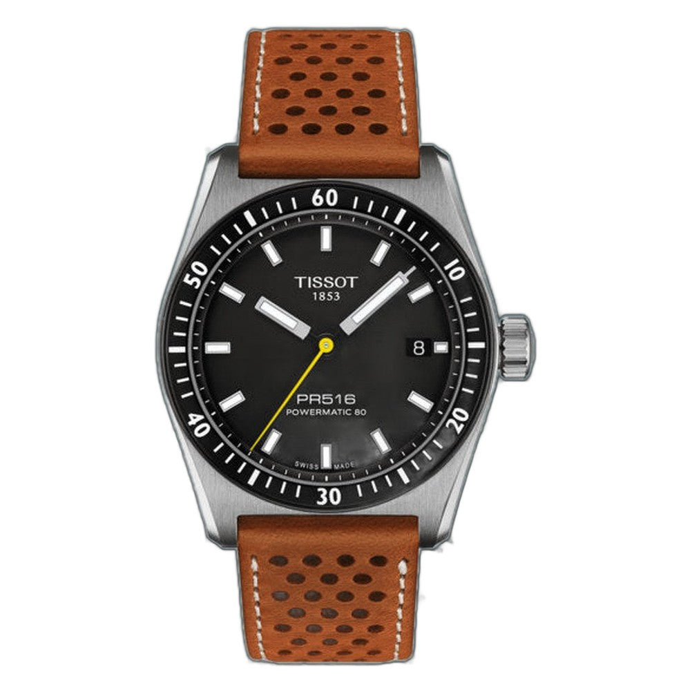 Tissot PR516 POWERMATIC 80 Light Brown / Leather Black Dial