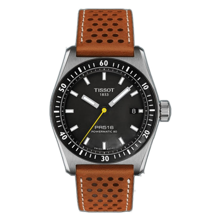 Tissot PR516 POWERMATIC 80 Light Brown / Leather Black Dial