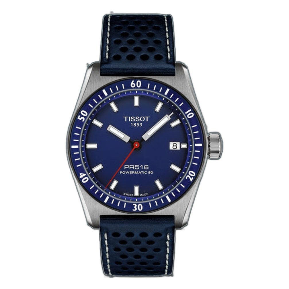 Tissot PR516 POWERMATIC 80 Blue / Leather Blue Dial