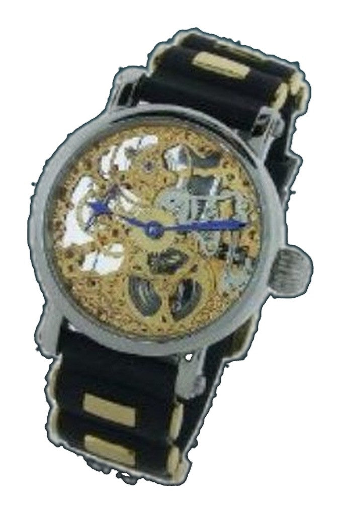 Skeleton Series rubber gold/two tone | Gold Dial