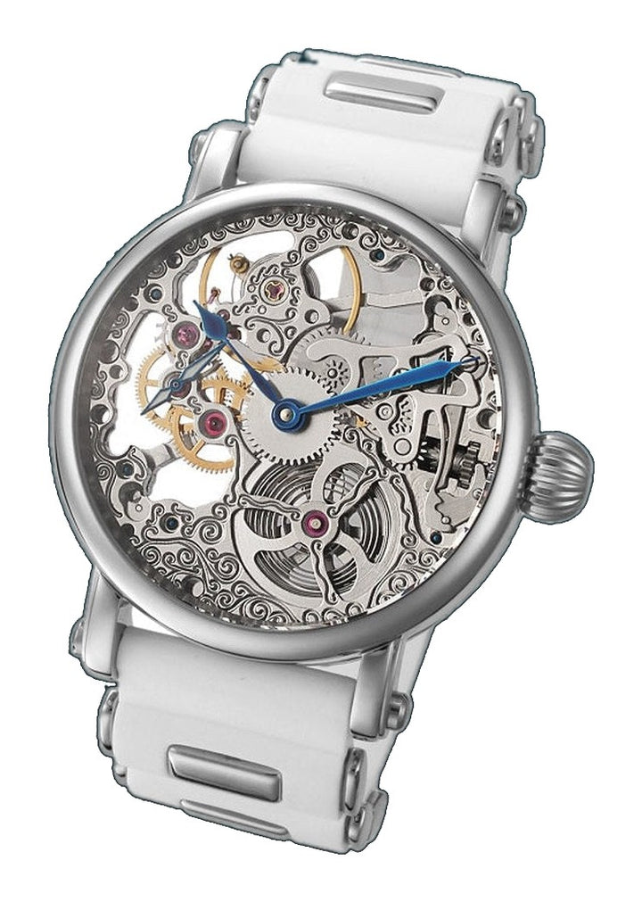 Skeleton Series white rubber silver/silver | Silver Dial