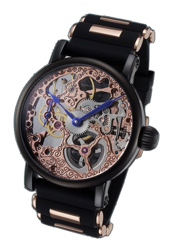 Skeleton Series black steel/rose gold | Gold Dial
