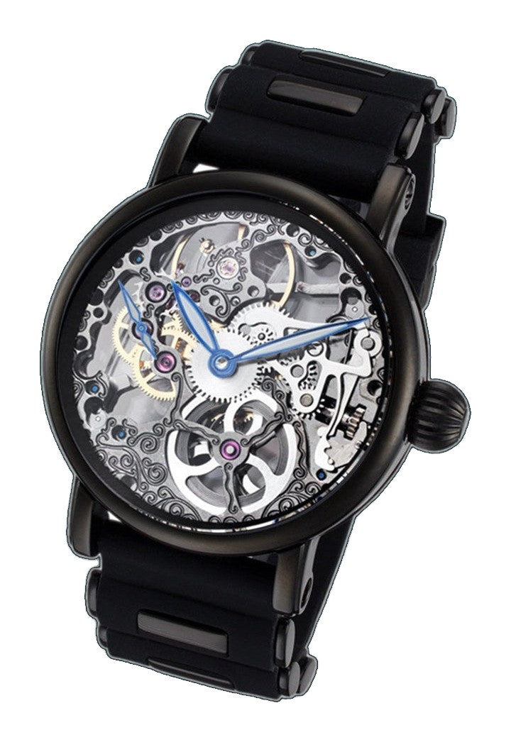 Skeleton Series black steel/silver | Silver Dial