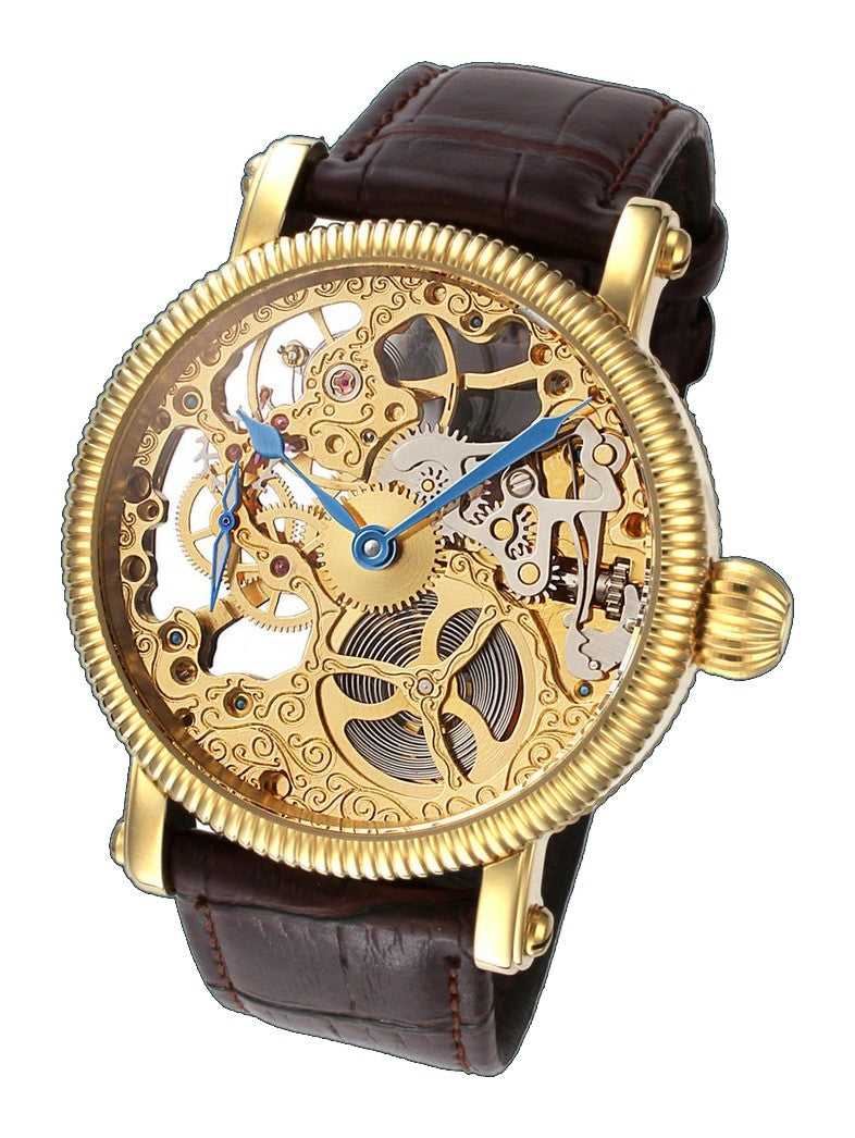 Skeleton Series brwn/gold coin edge | Gold Dial